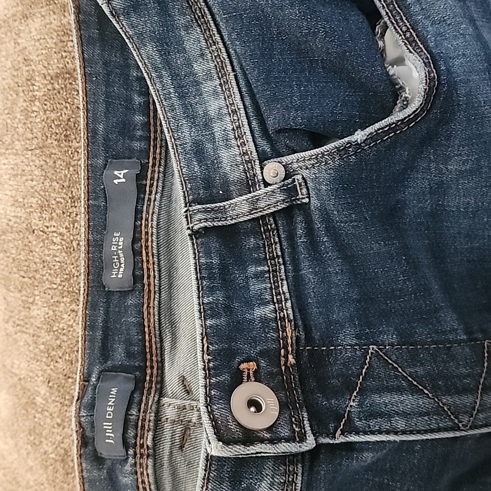 J Jill High Rise Straight Leg Denim Jeans, Size 14 - Picture 2 of 3